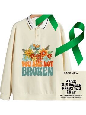 You are not broken mental health graphic pullover sweatshirt oversized XXL